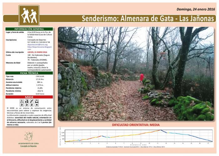 El plazo de inscripción de la ruta «Almenara de Gata-Las Jañonas» permanecerá abierto hasta este jueves
