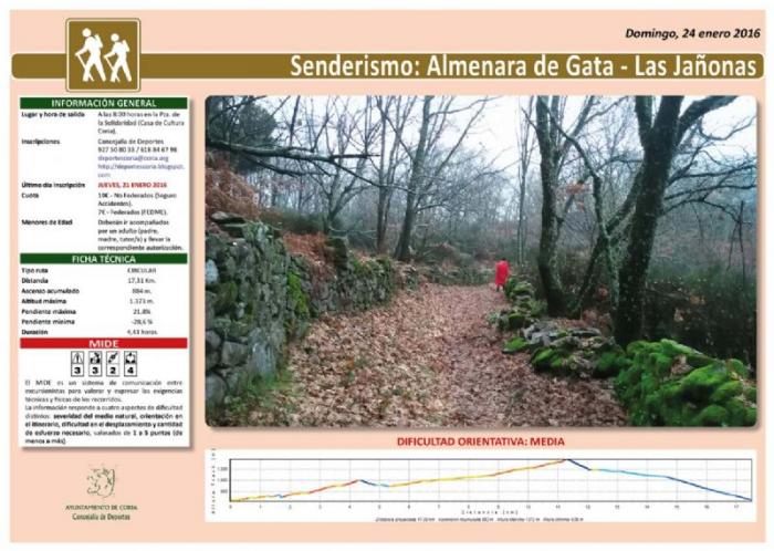 El Ayuntamiento de Coria organiza la ruta senderista «Almenara de Gata-Las Jañonas» para este domingo