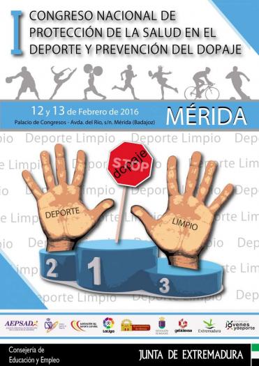 Mérida acogerá el I Congreso Nacional de Protección de la Salud en el Deporte y Prevención del Dopaje