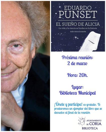 La Biblioteca Municipal de Coria acogerá un encuentro  sobre la obra «El Sueño de Alicia» de Eduardo Punset
