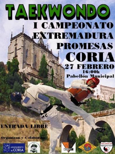 El pabellón municipal de Coria acogerá este sábado el I Campeonato de Taekwondo de Extremadura Promesa