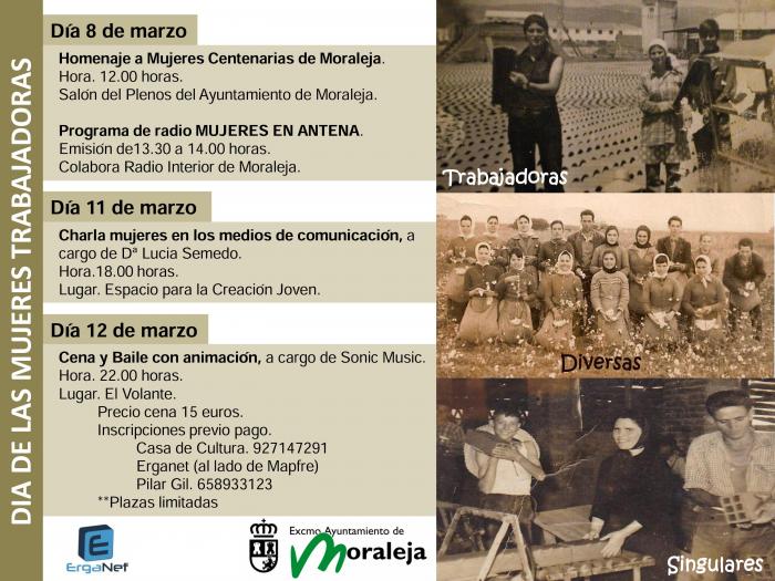 Moraleja acogerá charlas, homenajes y jornadas de convivencia para celebrar el Día de la Mujer Trabajadora