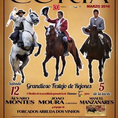 La Feria del Toro de Coria reunirá a los rejoneadores Álvaro Montes, João Maura y Manuel Manzanares
