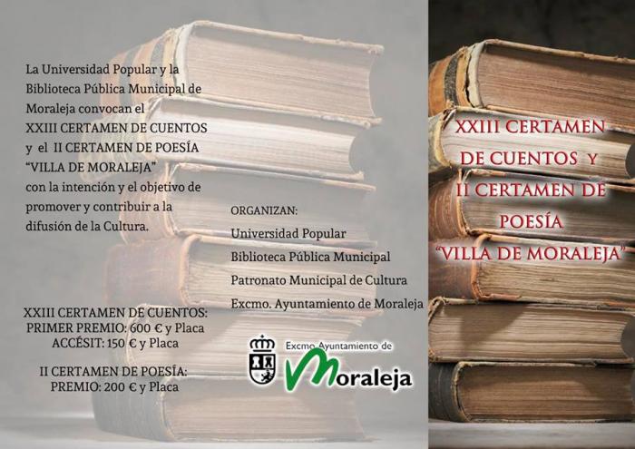 El Ayuntamiento de Moraleja convoca una nueva edición del Certamen de Cuentos y Poesía «Villa de Moraleja»