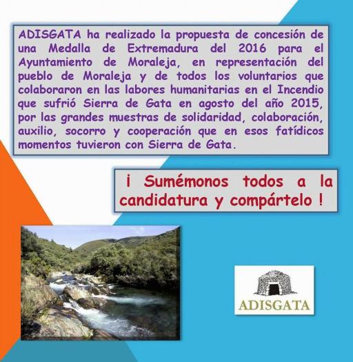 Adisgata crea una campaña para promover la concesión de la Medalla de Extremadura a Moraleja