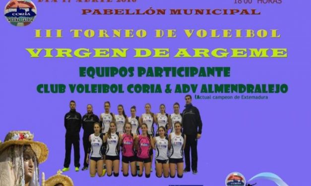 El pabellón municipal de Coria acogerá este domingo el III Torneo de Voleibol Virgen de Argeme
