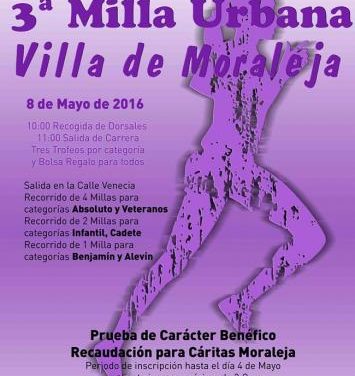 La III Milla Urbana de Moraleja tendrá lugar el 8 de mayo y recaudará fondos para Cáritas