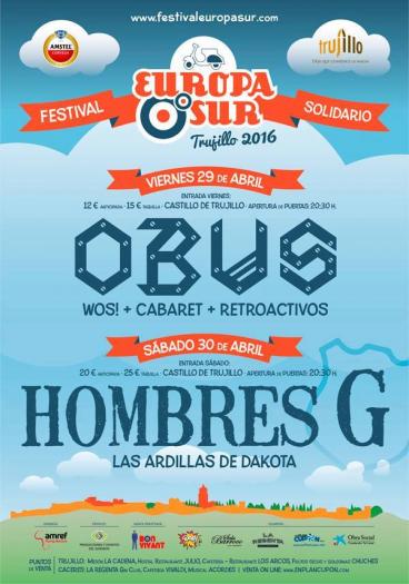 Hombres G y Obús actuarán este fin de semana en Trujillo en el marco del Festival Europa Sur