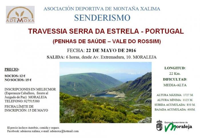 La Sierra de la Estrella de Portugal será el destino de una ruta senderista organizada por Ademoxa