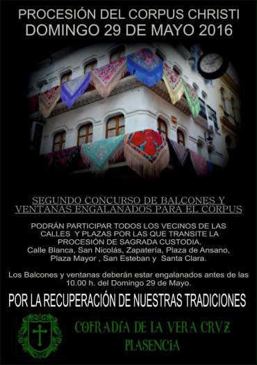 La Cofradía de la Vera Cruz de Plasencia organiza un concurso de balcones con motivo del Corpus