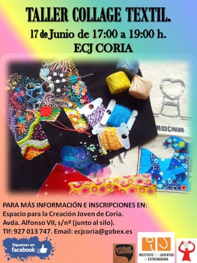 Los jóvenes de Coria podrán participar este viernes en un taller de collage textil en el Espacio Joven