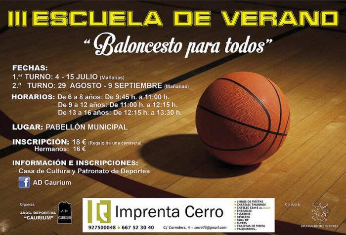 La Asociación Deportiva Caurium fomentará la práctica del baloncesto con el III Campus de Verano