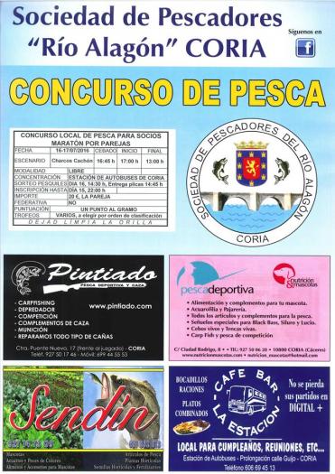 La Sociedad de Pescadores de Coria celebrará este fin de semana un concurso de pesca en los Charcos Cachón