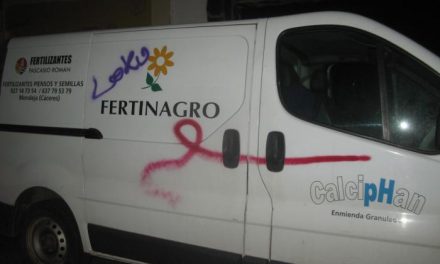 Un total de doce vehículos aparece pintado con spray en la calle Rincón del Pino de Moraleja
