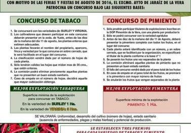 Jaraíz de la Vera repartirá más de 600 euros en el XLIII del Concurso del Tabaco y del Pimiento