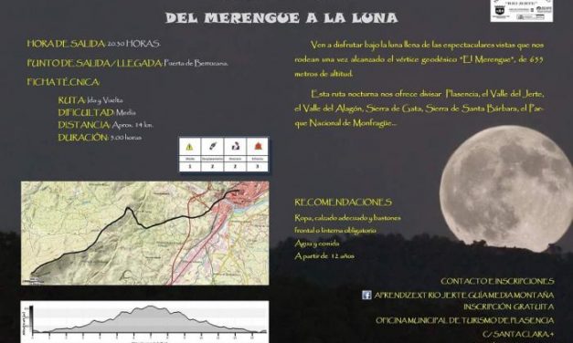 Aprendizext Río Jerte organiza una ruta de senderismo nocturno por la ruta Del Merengue