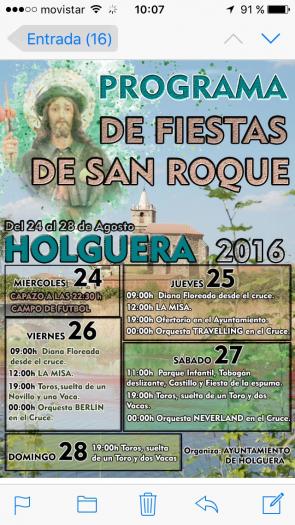 Holguera dará comienzo este miércoles a las fiestas de San Roque con la tradicional quema del capazo