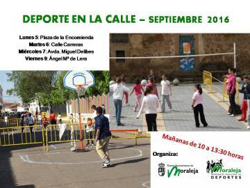 Los próximos días del 5 al 9 de septiembre se celebrará en Moraleja la actividad Deporte en la Calle
