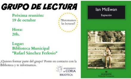 La biblioteca municipal de Coria retomará el próximo lunes el club de lectura con la obra «Expiación»