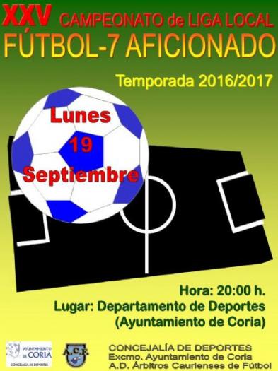 El departamento de Deportes de Coria dará comienzo en octubre a la liga local de fútbol-7 para aficionados