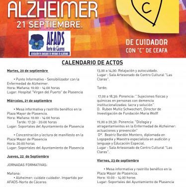 Los familiares de enfermos de Alzheimer de Plasencia organizan actividades por el Día Mundial del Alzheimer