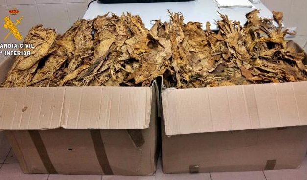 La Guardia Civil interviene 40 kilos de hojas de tabaco para su elaboración y venta en Portugal