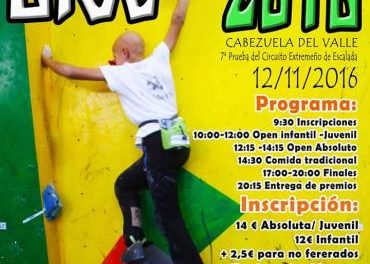El IV Open de escalada Cereza Bloc será el día 12 de noviembre en el municipio de Cabezuela del Valle