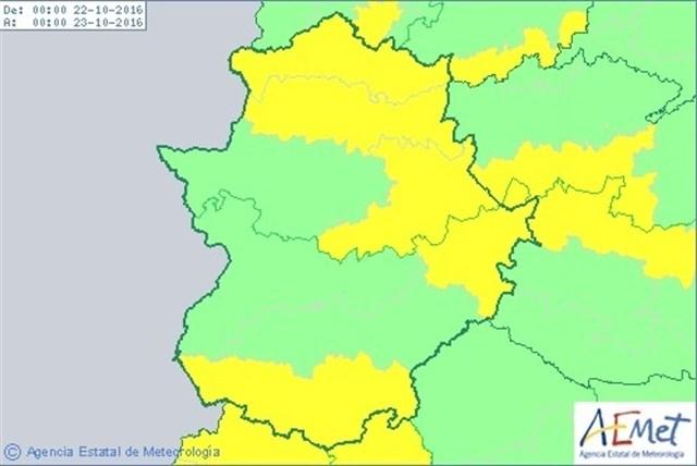 El 112 declara alerta amarilla por lluvias para este sábado en la zona norte de Cáceres, Tajo y Alagón