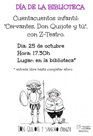 La biblioteca de Coria acercará a los más pequeños la figura de Cervantes con un cuentacuentos