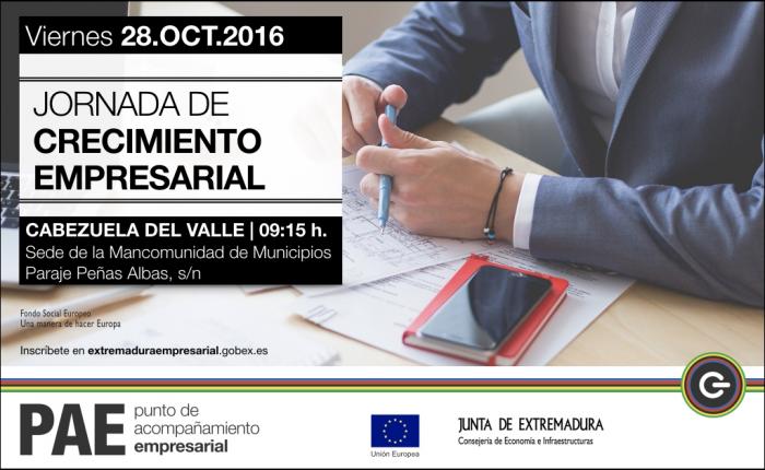 La localidad de Cabezuela del Valle acogerá este viernes las Jornadas de Crecimiento Empresarial