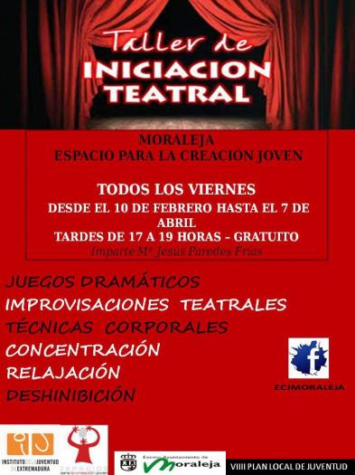 El Ayuntamiento de Moraleja impartirá un taller de iniciación teatral a partir del 10 de febrero