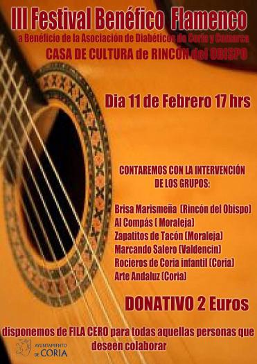 Rincón del Obispo acogerá el III Festival Benéfico Flamenco a favor de la Asociación de Diabéticos