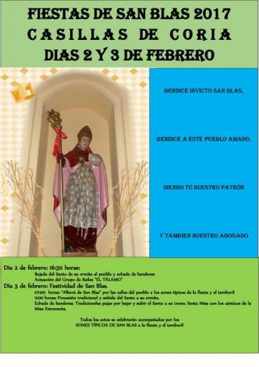 Casillas de Coria celebrará las fiestas en honor a San Blas con citas religiosas y música de tamboril
