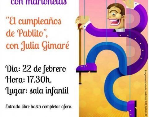 Coria acogerá esta misma tarde el cuentacuentos infantil con marionetas «El cumpleaños de Pablito»