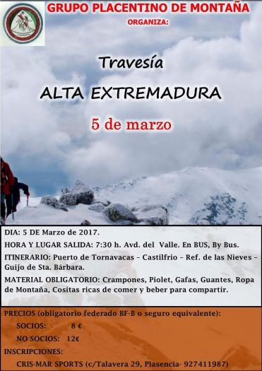 El Grupo Placentino de Montaña llevará a cabo este domingo la travesía «Alta Extremadura»