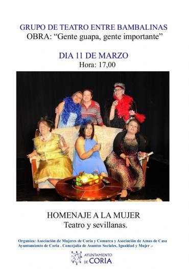 La Casa de Cultura de Coria acogerá este sábado la obra «Gente guapa, gente importante» y sevillanas