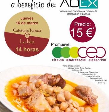 El Círculo Empresarial Placentino celebrará un cocido solidario a favor de AOEX este jueves