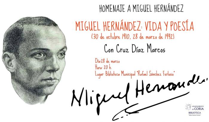 Coria celebrará los 75 años de la muerte del poeta Miguel Hernández con un recorrido por su trayectoria