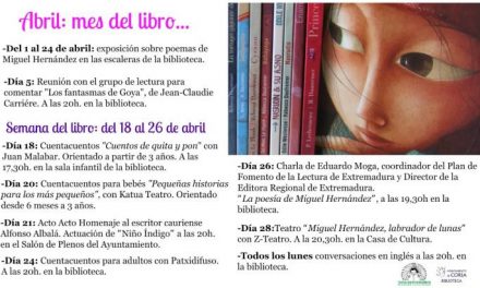 Coria celebrará el «Mes del Libro» con cuentacuentos, charlas y teatro en la biblioteca municipal