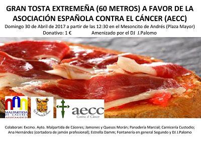 Malpartida de Cáceres realizará este domingo una tosta extremeña de 60 metros