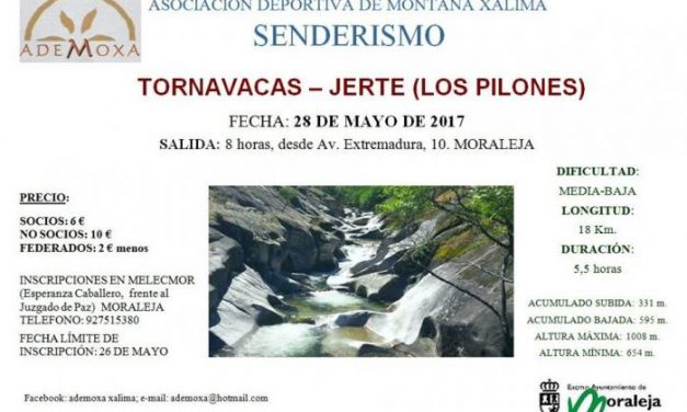 El paraje natural de Los Pilones será el destino de la ruta que celebrará ADEMOXA este domingo