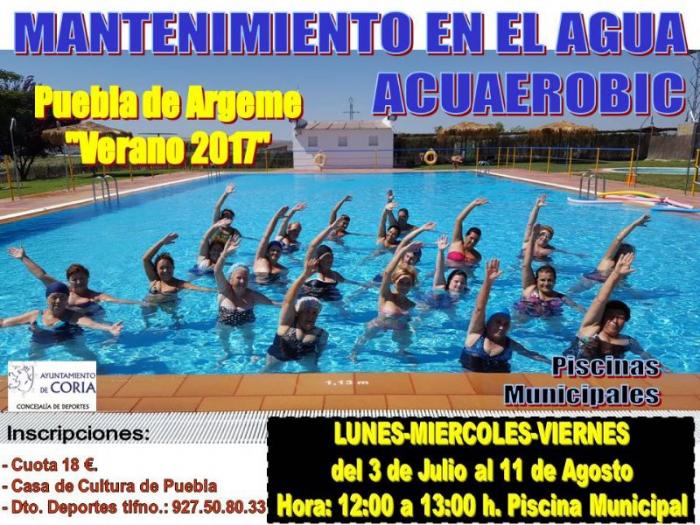 Puebla de Argeme y Rincón del Obispo acogerán cursos de mantenimiento en el agua y aerobic este verano