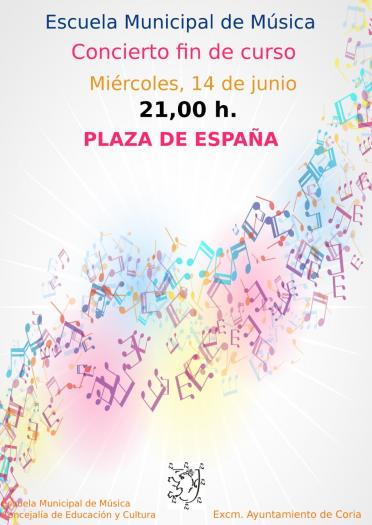 La Plaza de España de Coria acogerá este miércoles el concierto fin de curso de la Escuela Municipal de Música