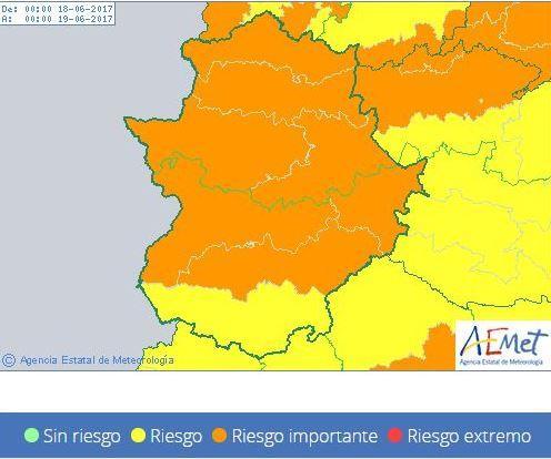 La provincia de Cáceres permanece en alerta naranja por temperaturas de 41 grados este domingo