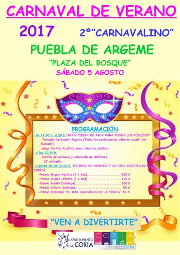La pedanía Puebla de Argeme celebra su segundo Carnaval de Verano el sábado 5 de agosto