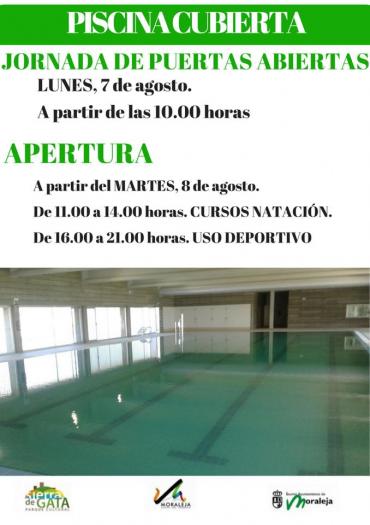 El Ayuntamiento de Moraleja celebrará el próximo lunes la jornada de puertas abiertas de la piscina cubierta
