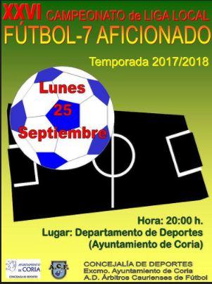 Coria abre el plazo de inscripción para el XXVI Campeonato de Liga Local de Fútbol-7