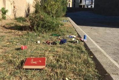 Ballestero denuncia la presencia de basura y restos de envases en el entorno de la Catedral de Coria