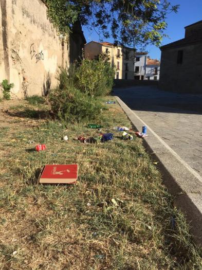 Ballestero denuncia la presencia de basura y restos de envases en el entorno de la Catedral de Coria