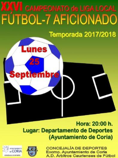 La concejalía de Deportes de Coria abre el plazo de inscripción en el XXVI Campeonato de Fútbol-7